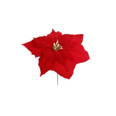 Weatherproof Red Velvet Poinsettia Pick, 11 Inch Diameter (Lot of 4 Picks) SALE ITEM